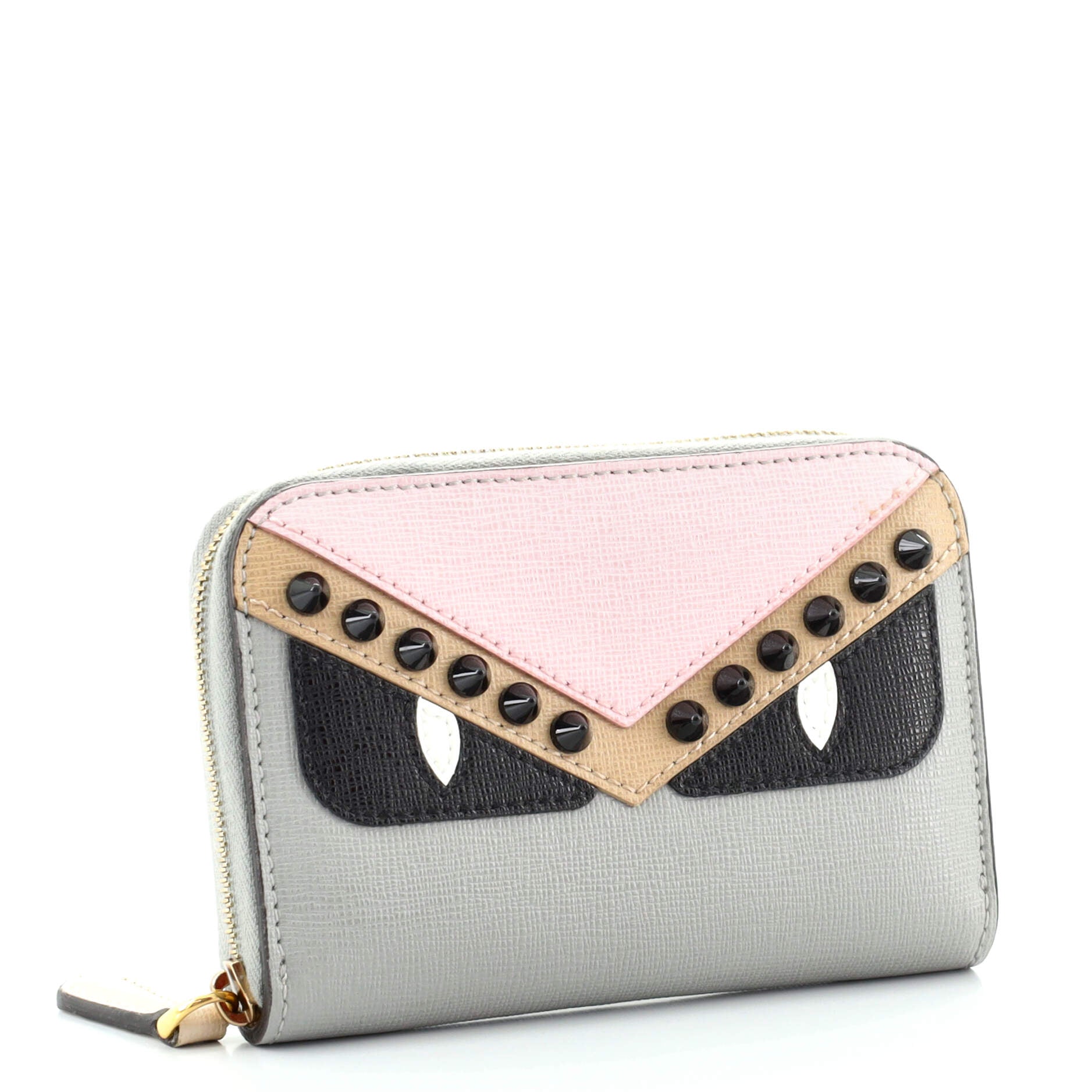 Monster Zip Around Wallet Studded Leather Mini