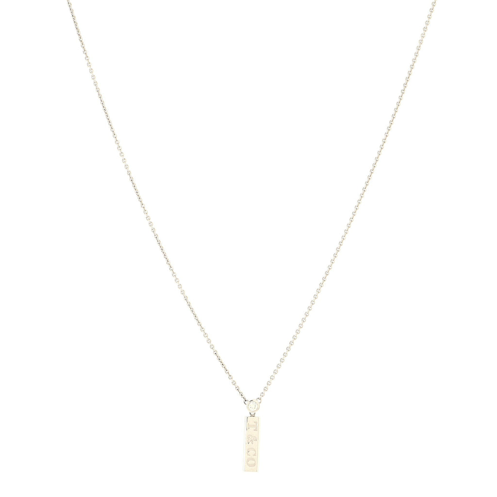 Bar Drop Pendant Necklace 18K White Gold with Diamond
