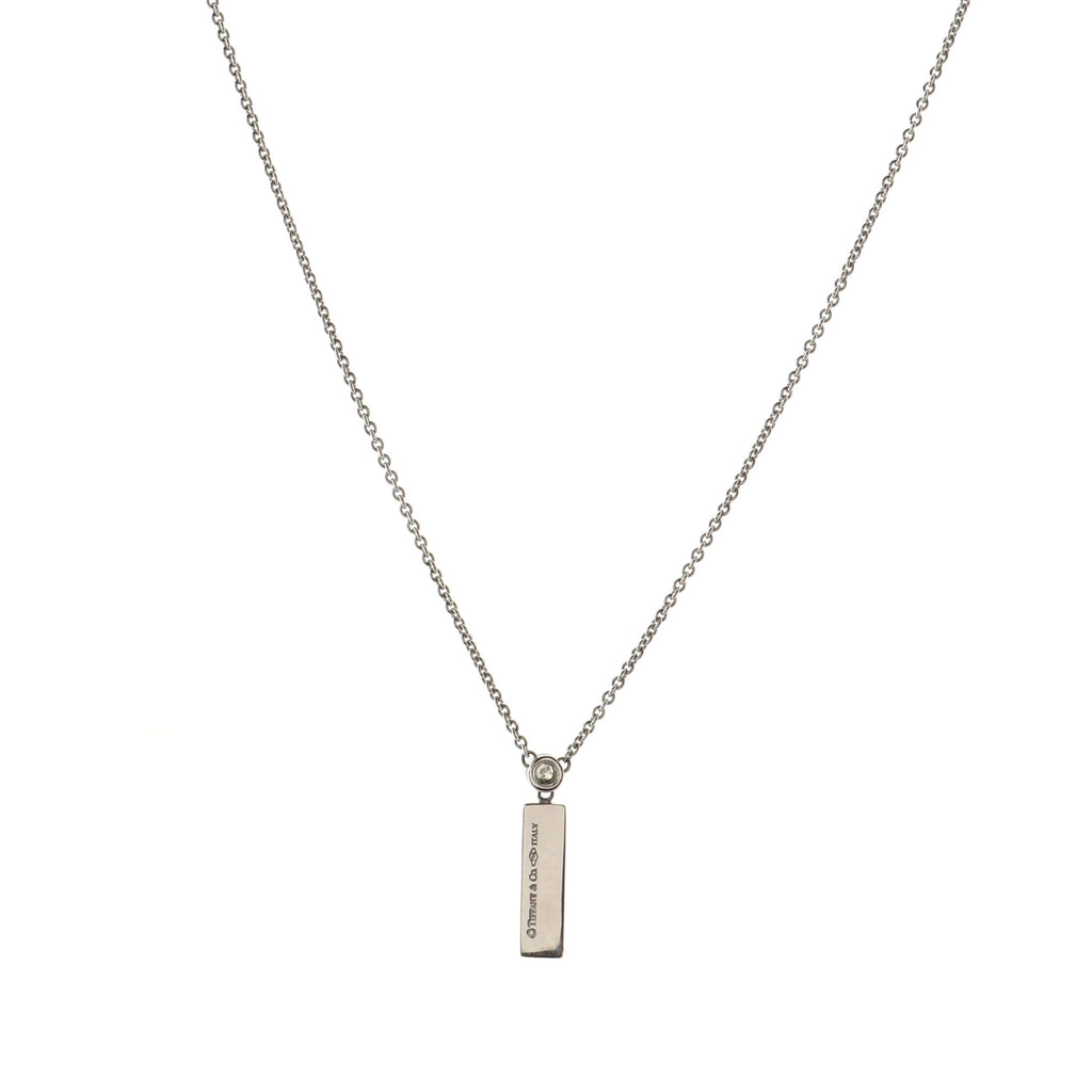 Bar Drop Pendant Necklace 18K White Gold with Diamond