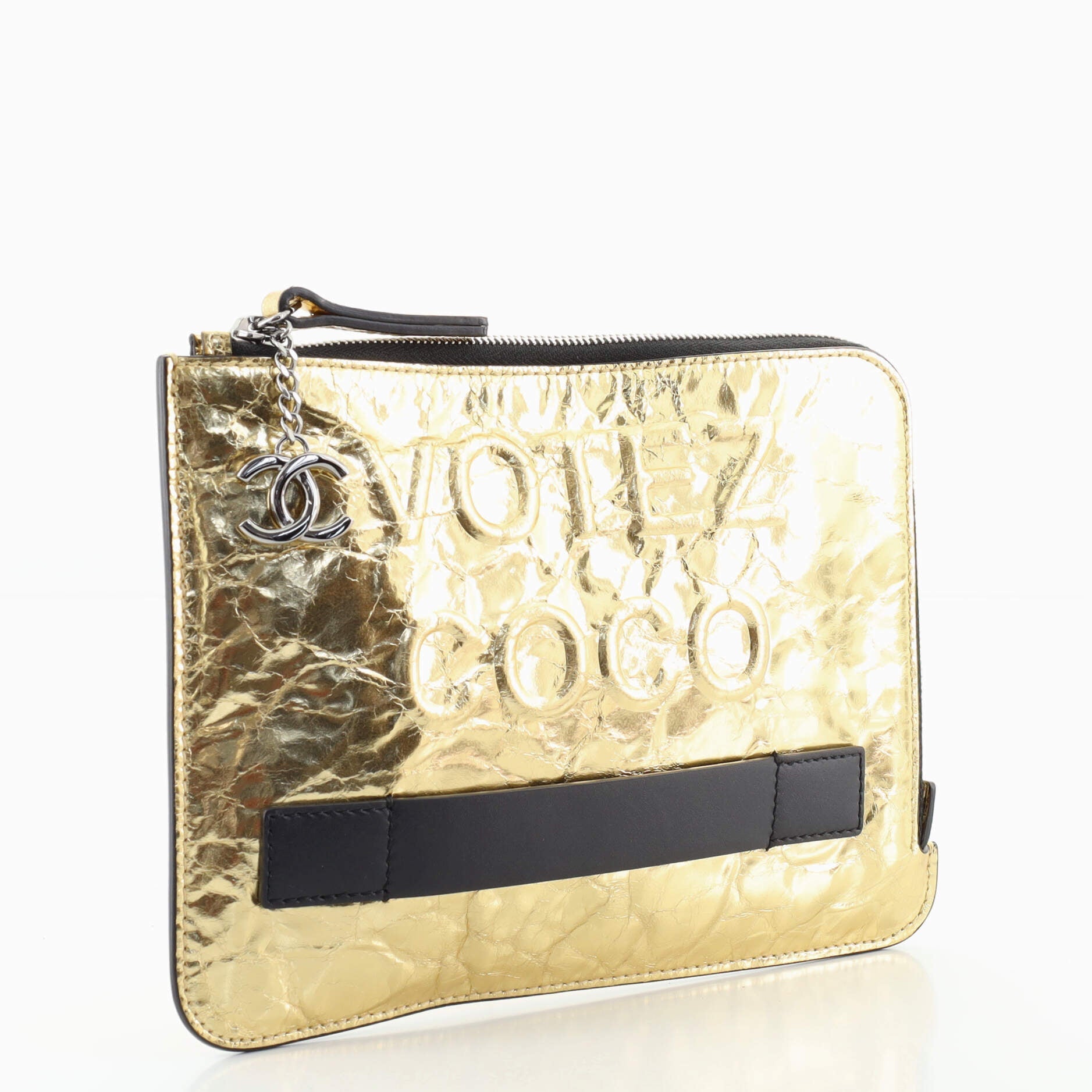 Feminine Pouch Crinkled Leather Small