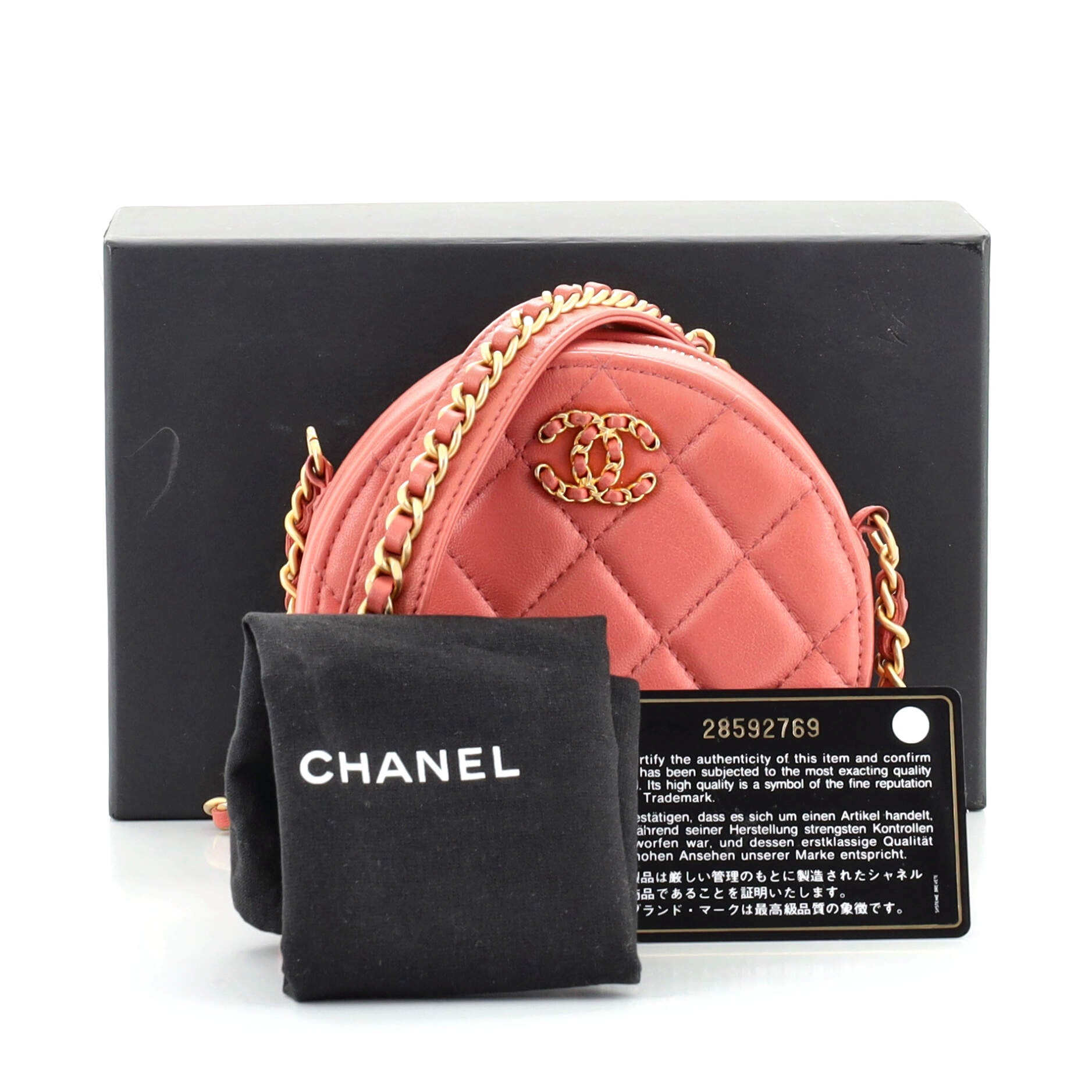 Chain Infinity Round Clutch with Chain Quilted Lambskin
