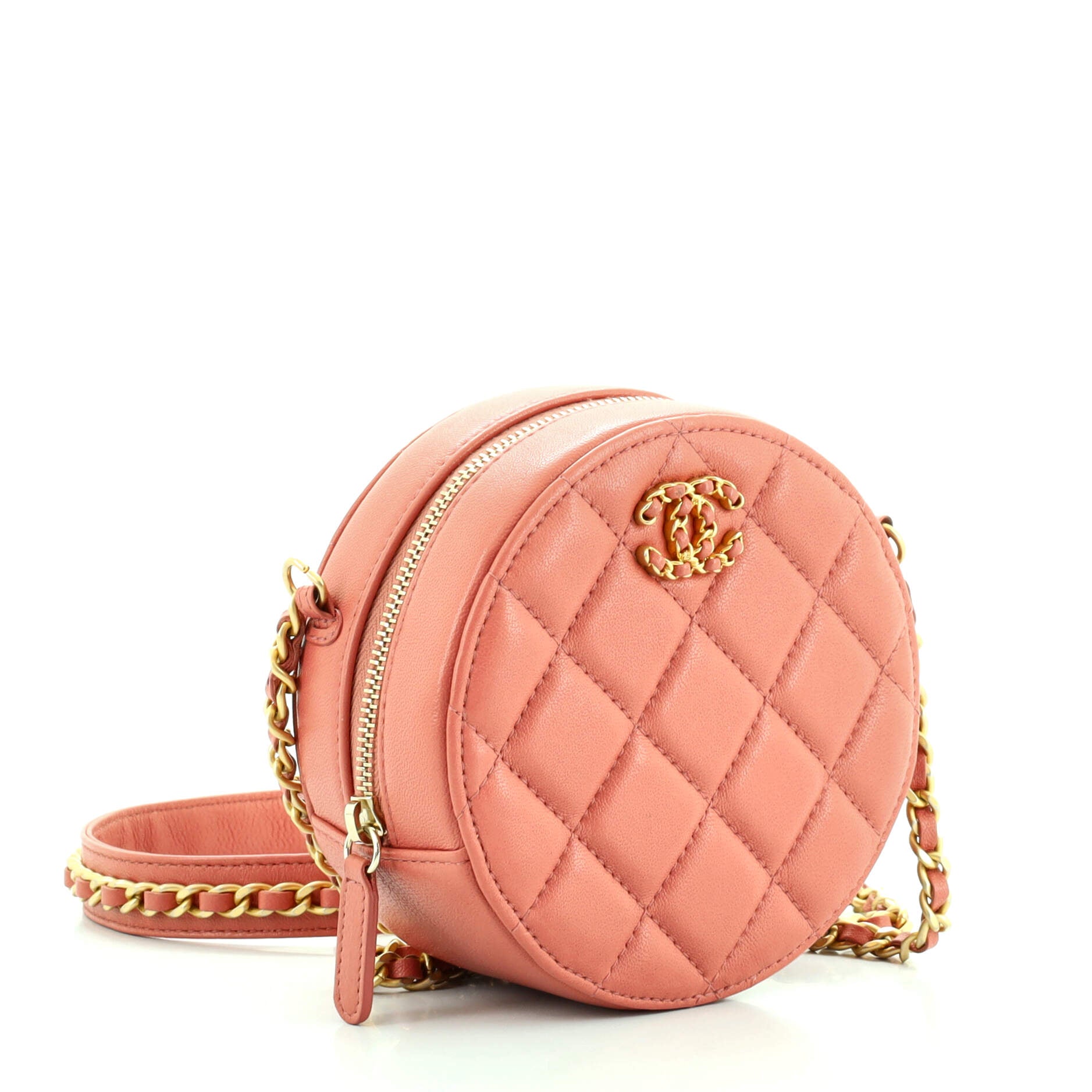 Chain Infinity Round Clutch with Chain Quilted Lambskin