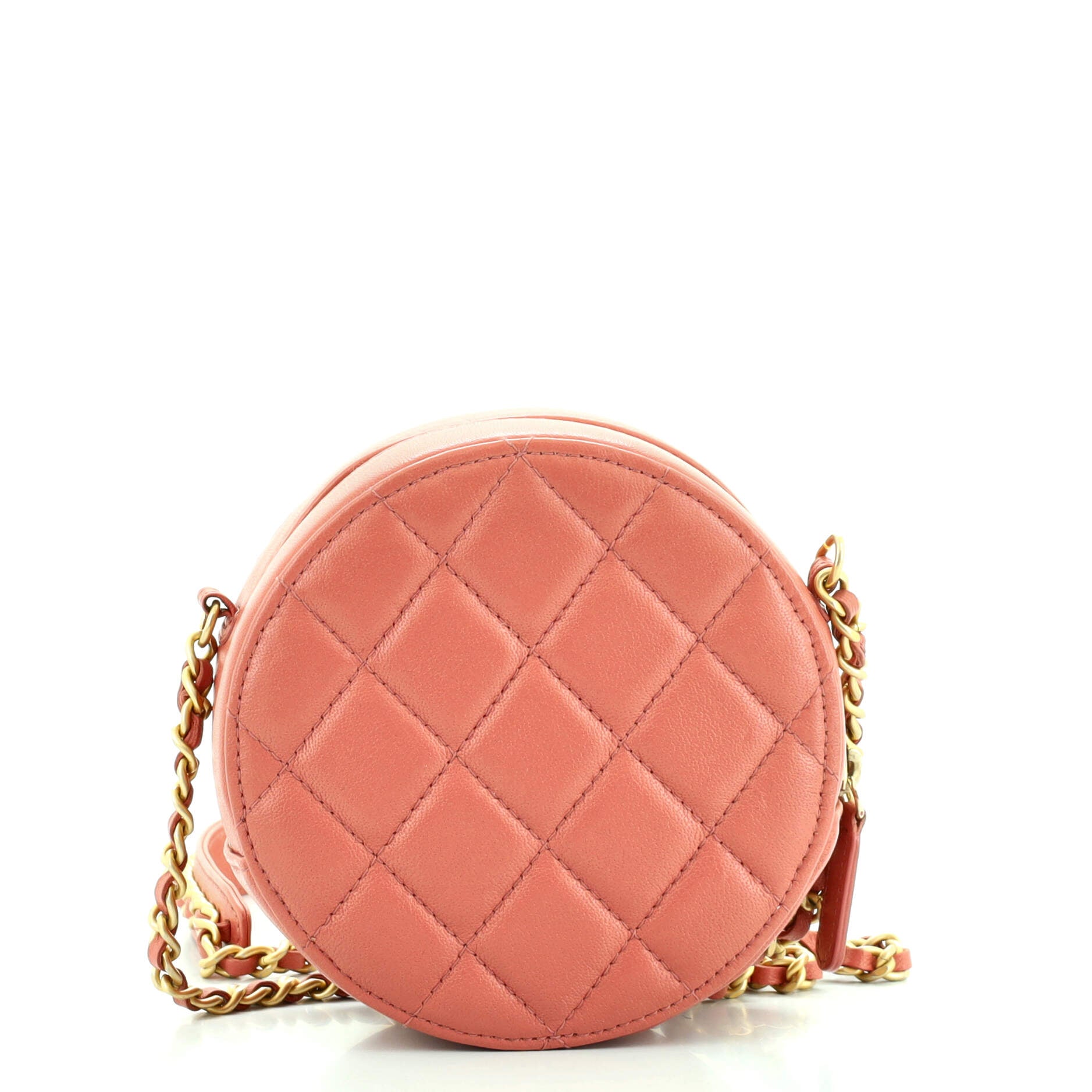 Chain Infinity Round Clutch with Chain Quilted Lambskin