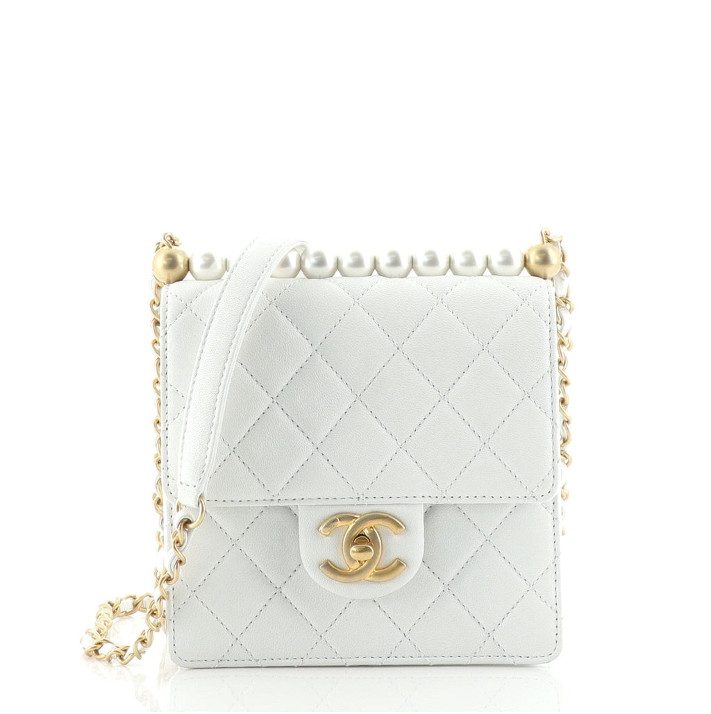 Chic Pearls Flap Bag Quilted Lambskin Mini