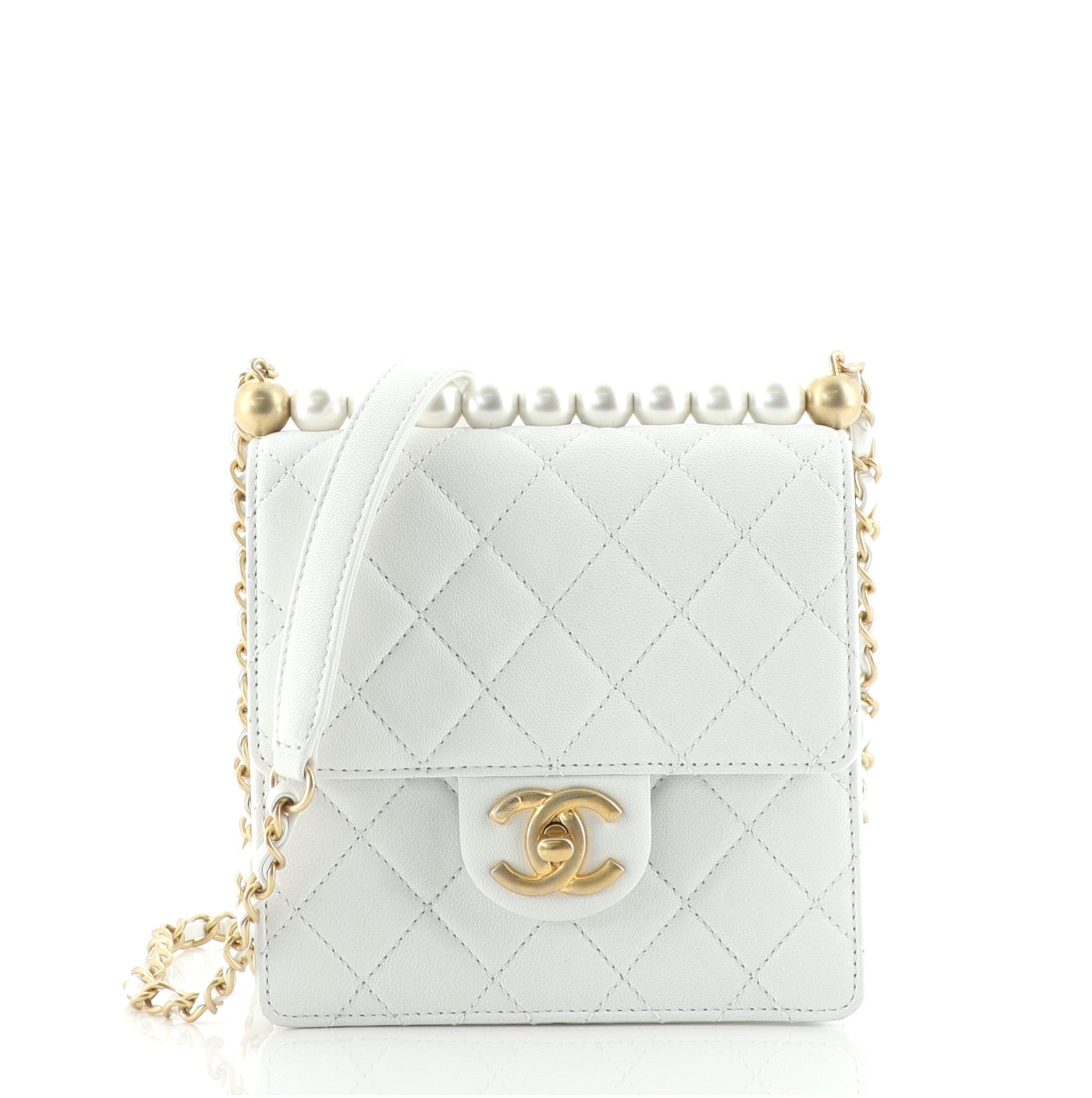 Chic Pearls Flap Bag Quilted Lambskin Mini