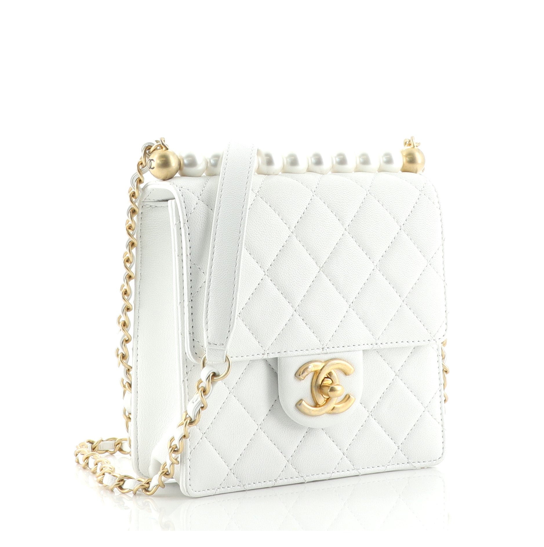 Chic Pearls Flap Bag Quilted Lambskin Mini