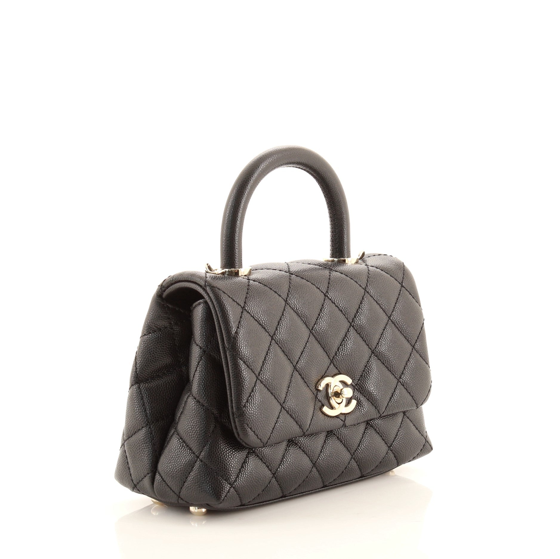 Coco Top Handle Bag Quilted Caviar Extra Mini