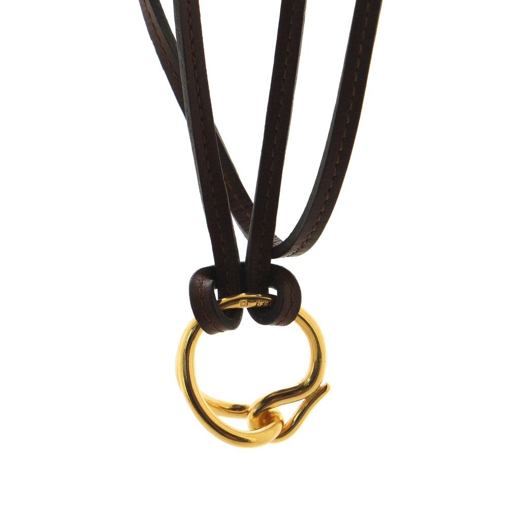 Hoop Scarf Ring Necklace Metal with Leather