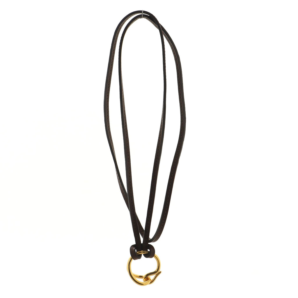 Hoop Scarf Ring Necklace Metal with Leather