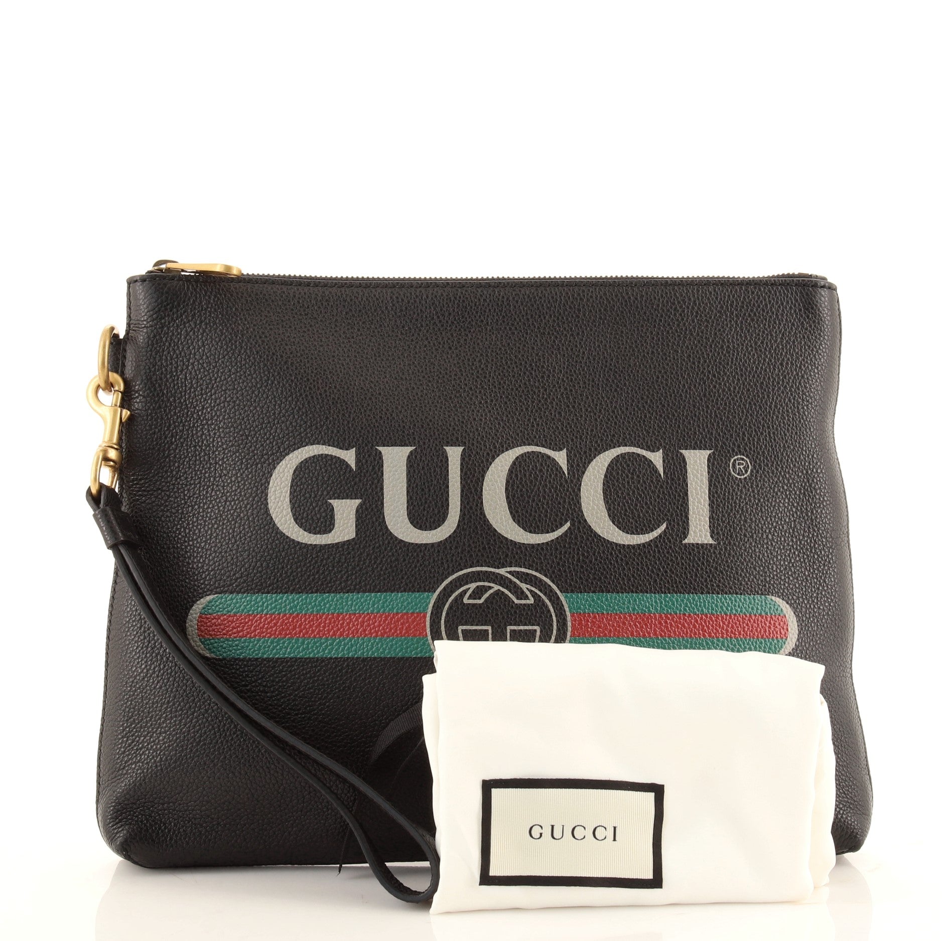 Logo Wristlet Clutch Printed Leather Medium