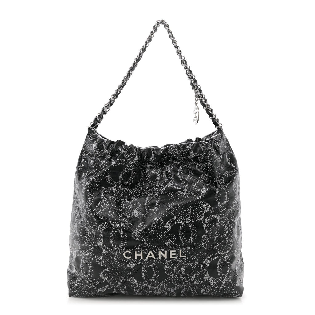 Printed Calfskin Quilted Chanel 22 Black