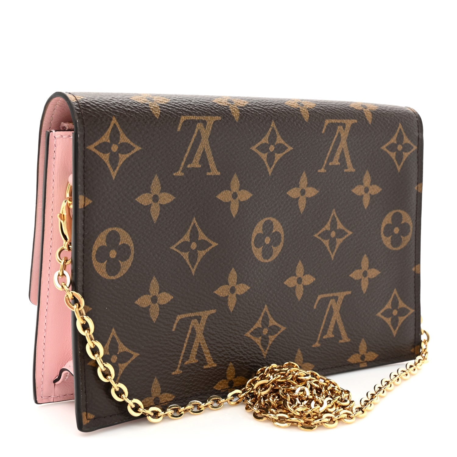 Monogram Flore Chain Wallet Rose Ballerine