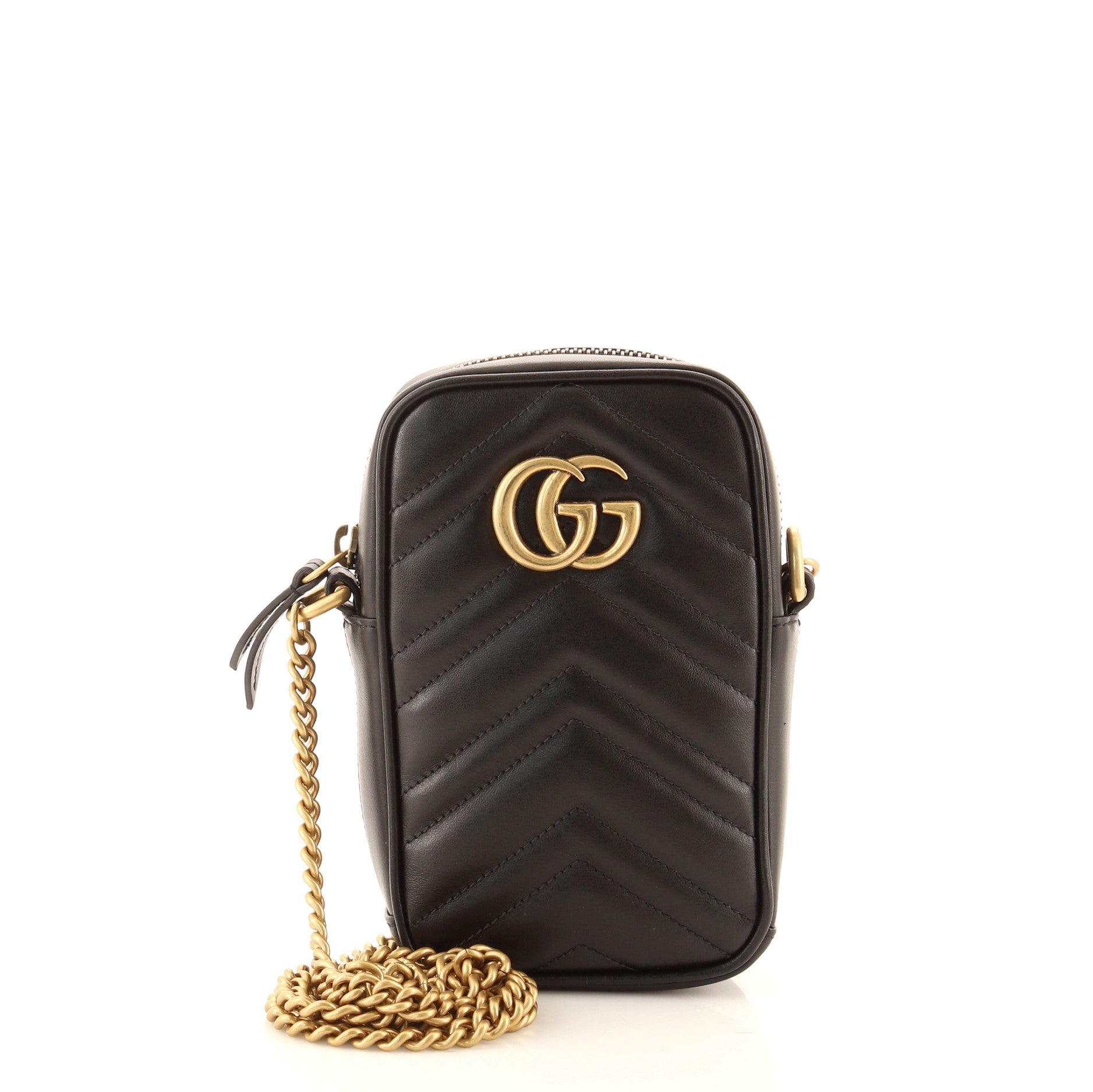 GG Marmont Vertical Phone Crossbody Bag Matelasse Leather Mini