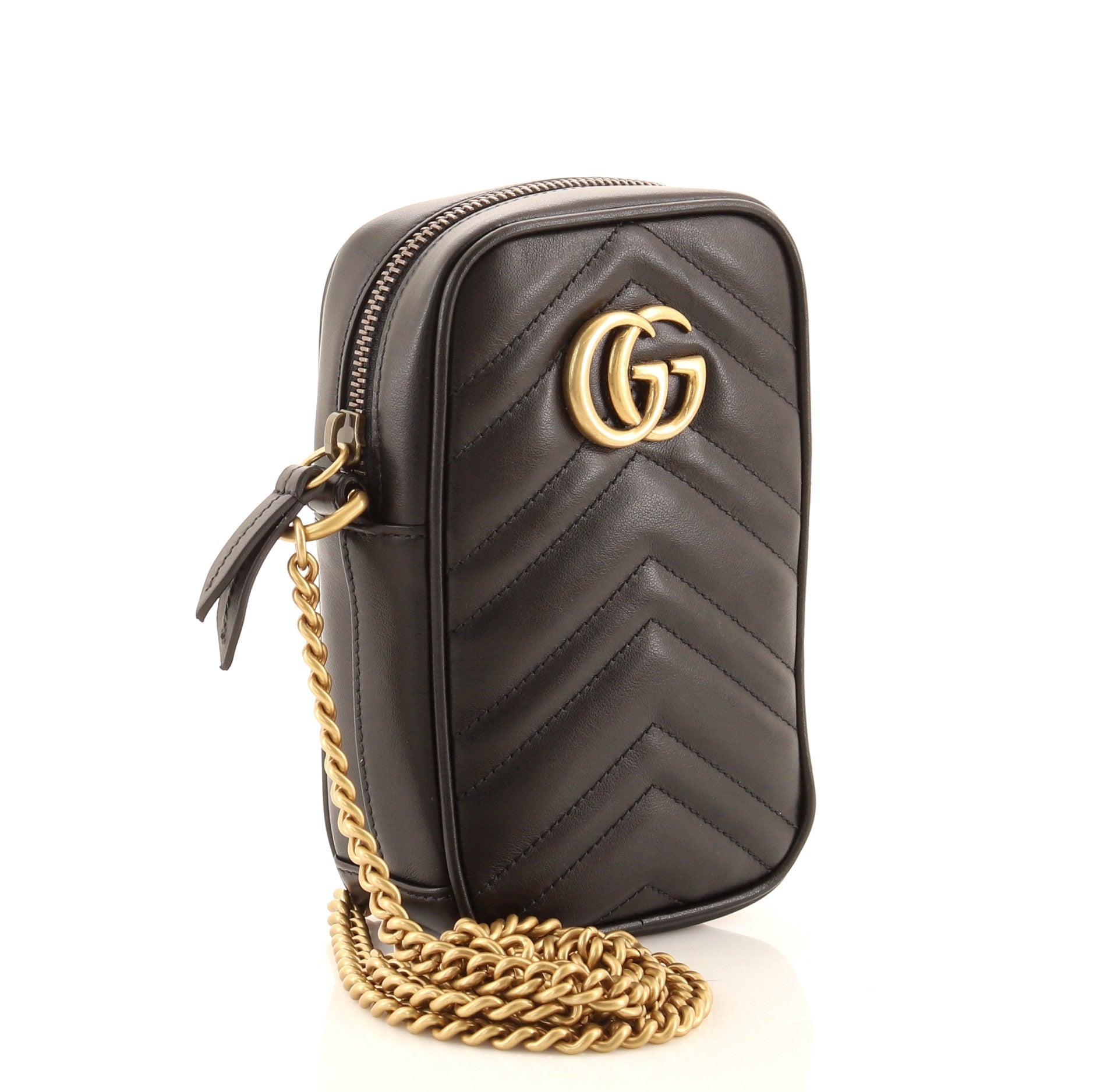 GG Marmont Vertical Phone Crossbody Bag Matelasse Leather Mini