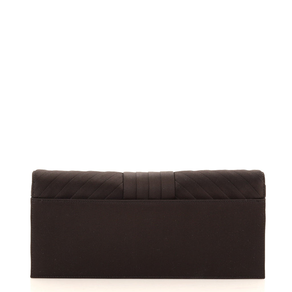 Chevron Pleated CC Flip Lock Flap Clutch Satin