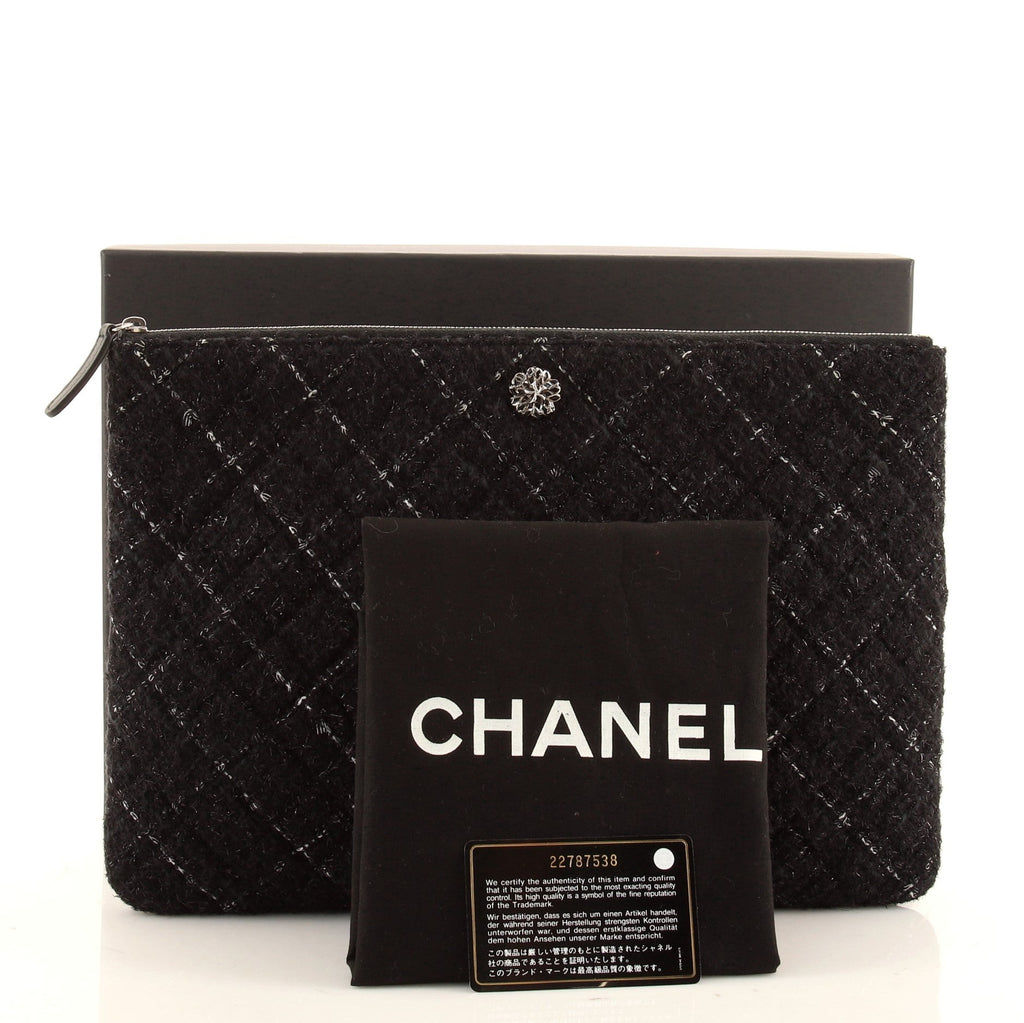 O Case Clutch Quilted Tweed and Quilted Lambskin Large
