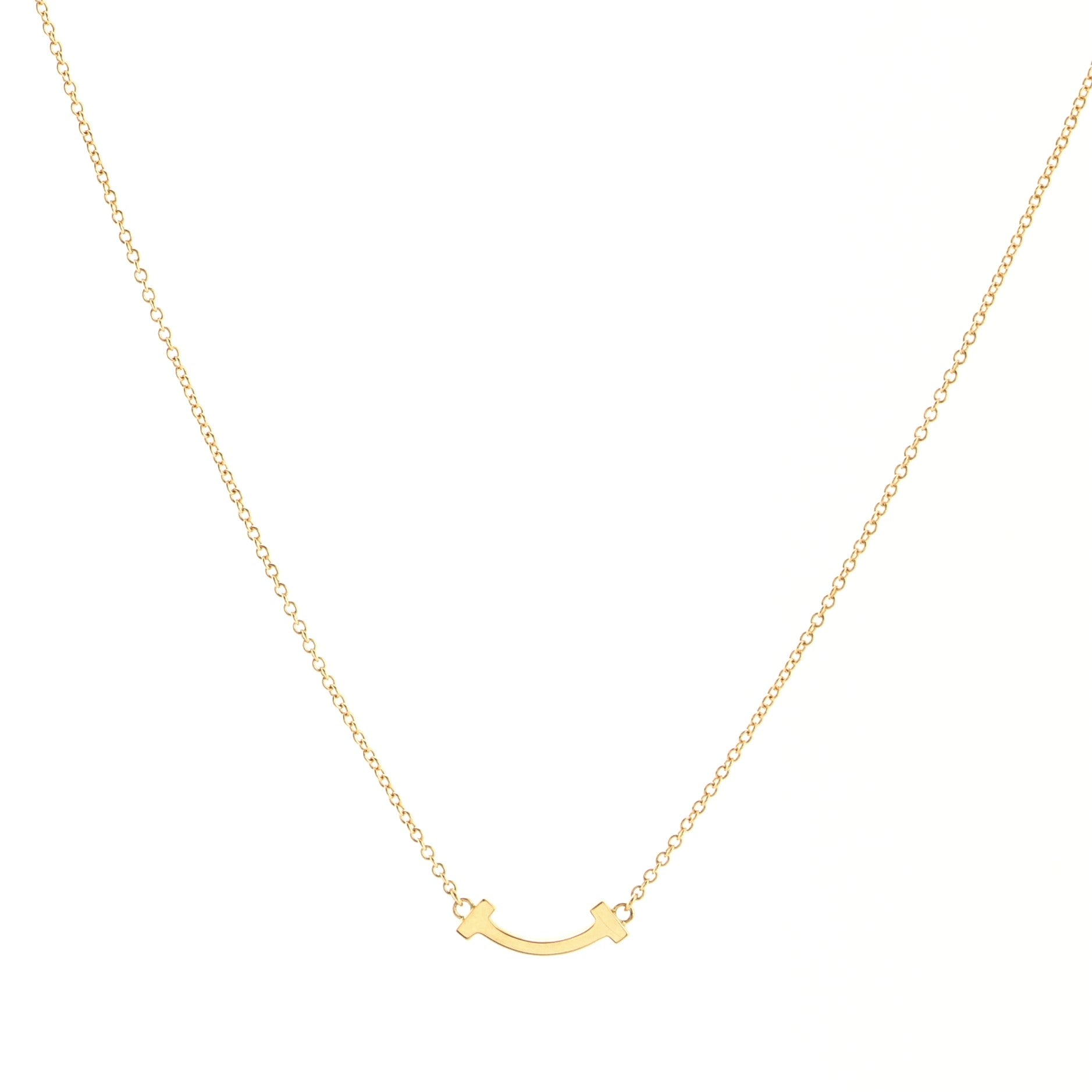 T Smile Pendant Necklace 18K Rose Gold Mini