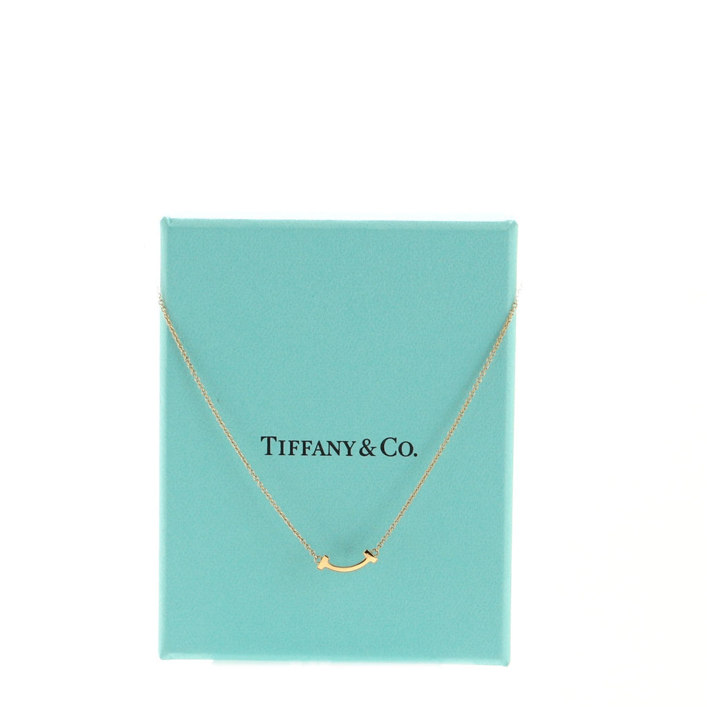 T Smile Pendant Necklace 18K Rose Gold Mini