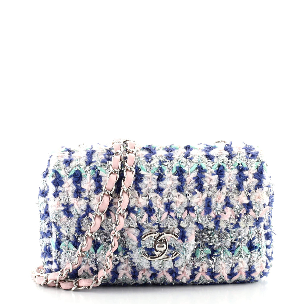 Classic Single Flap Bag Quilted Tweed and Ribbon Mini