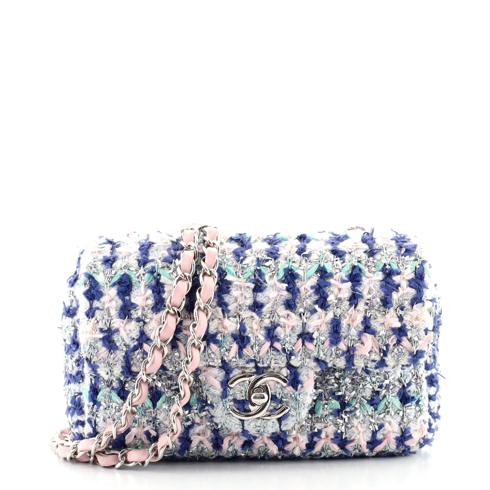 Classic Single Flap Bag Quilted Tweed and Ribbon Mini