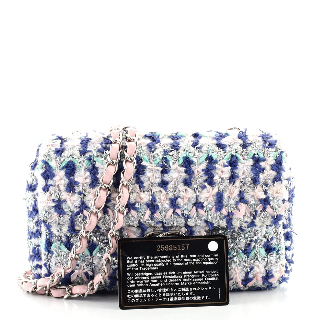 Classic Single Flap Bag Quilted Tweed and Ribbon Mini