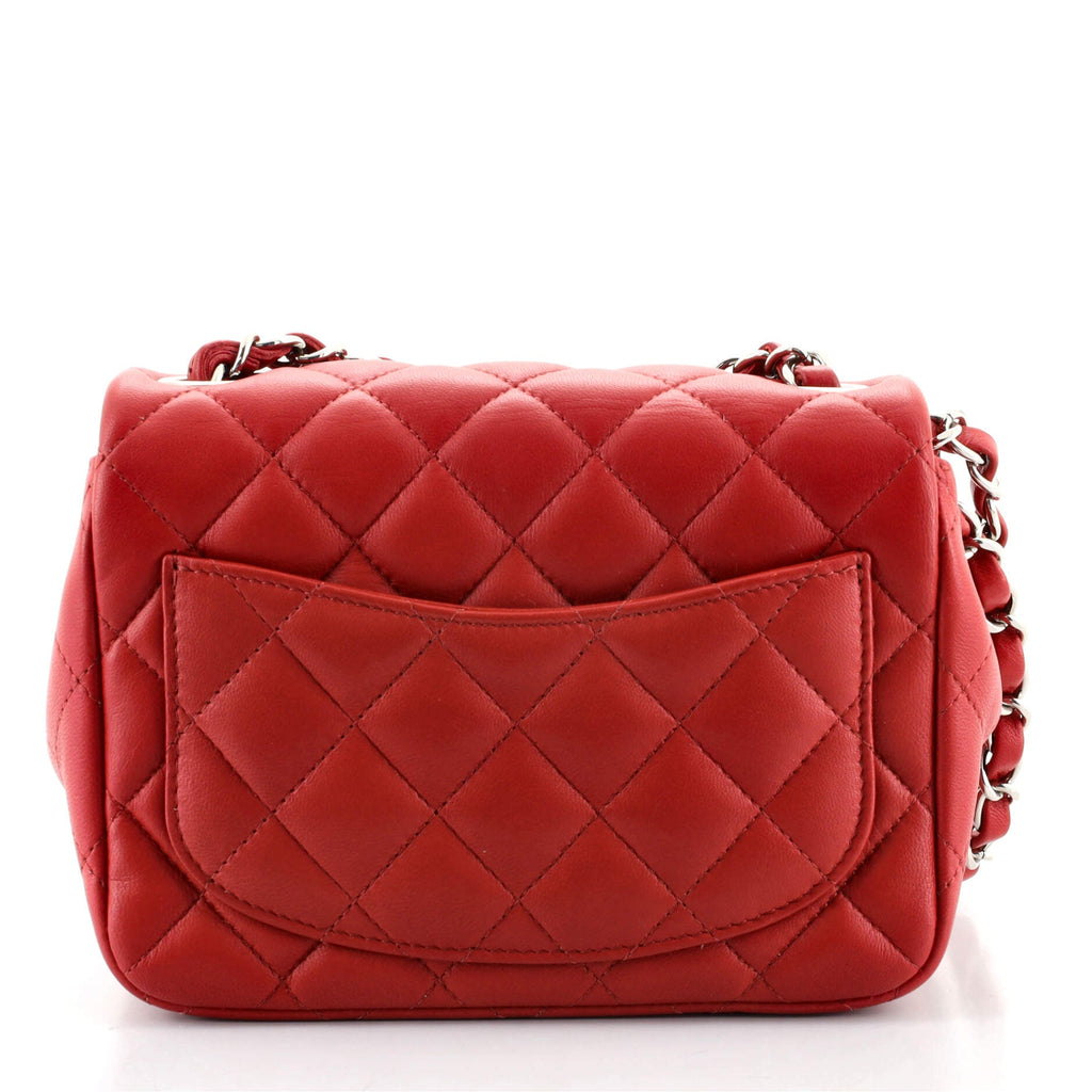 Square Classic Single Flap Bag Quilted Lambskin Mini
