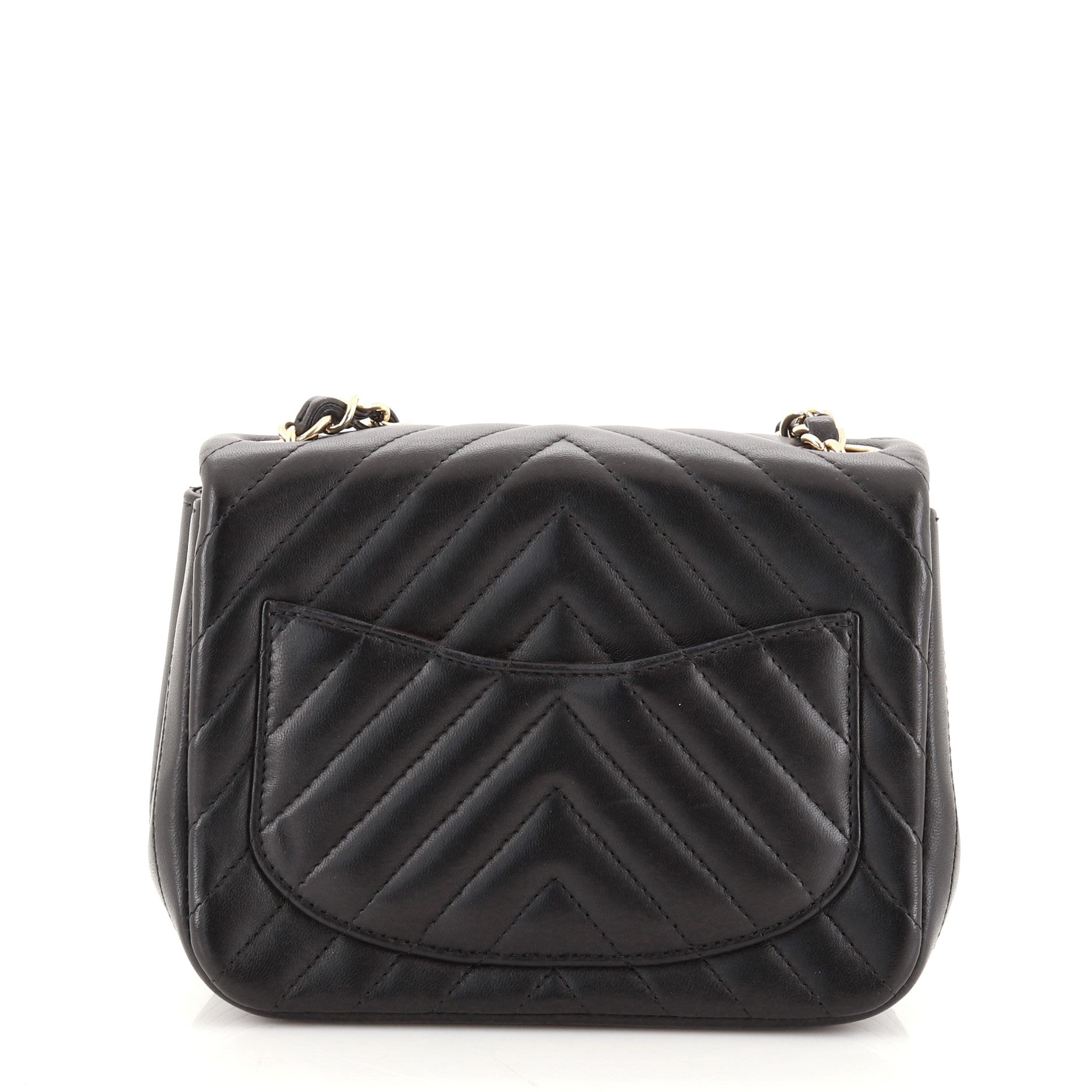 Square Classic Single Flap Bag Chevron Lambskin Mini