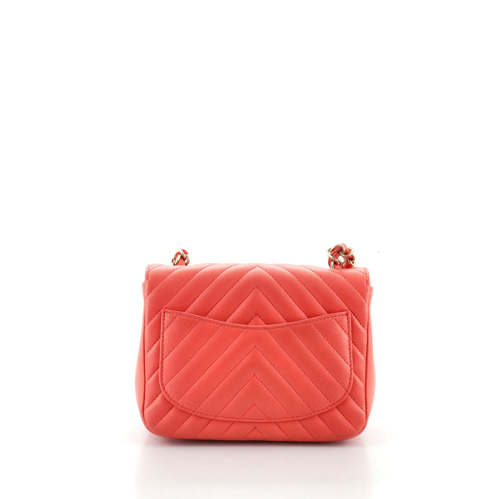 Square Classic Single Flap Bag Chevron Lambskin Mini