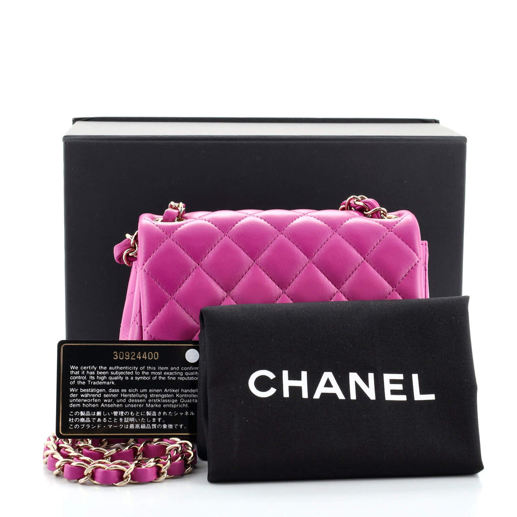 Square Classic Single Flap Bag Quilted Lambskin Mini
