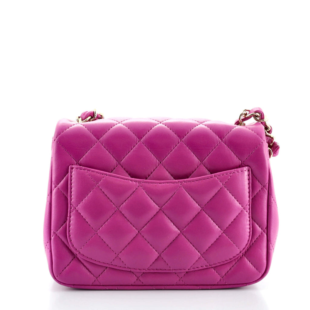 Square Classic Single Flap Bag Quilted Lambskin Mini