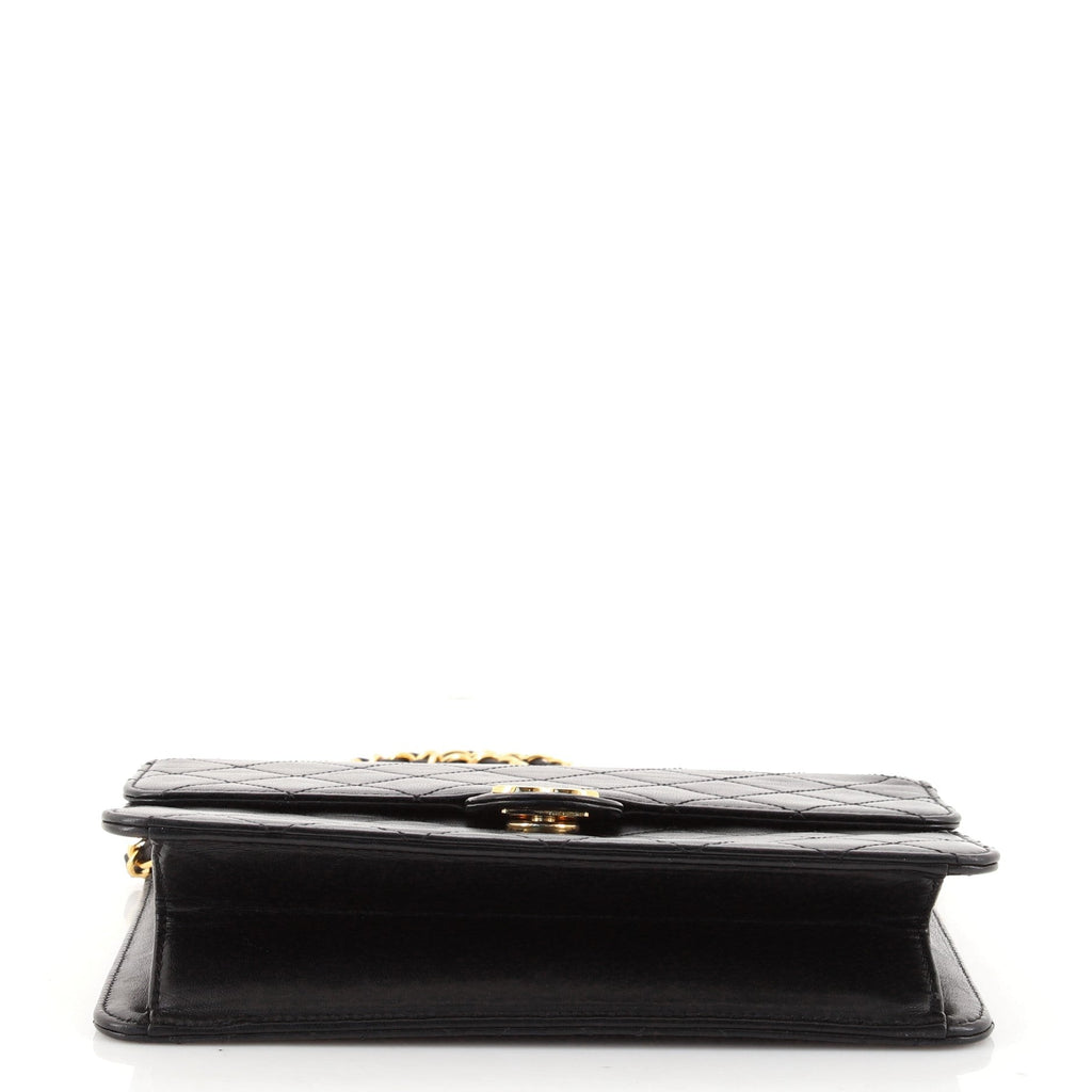 Vintage Clutch with Chain Quilted Leather Small