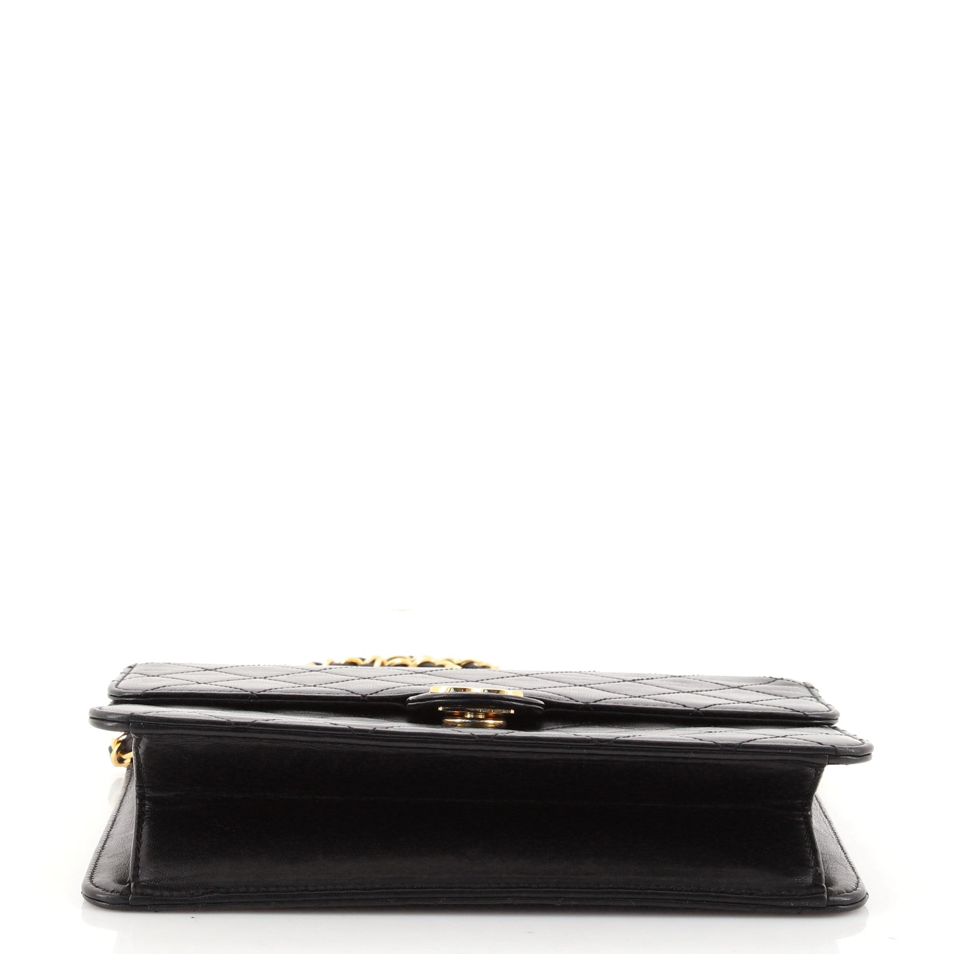 Vintage Clutch with Chain Quilted Leather Small