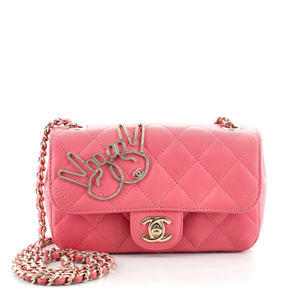 Emoticon Classic Single Flap Bag Quilted Lambskin Extra Mini