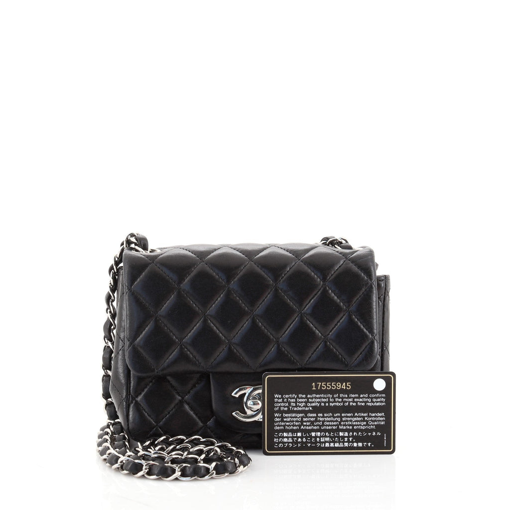 Square Classic Single Flap Bag Quilted Lambskin Mini