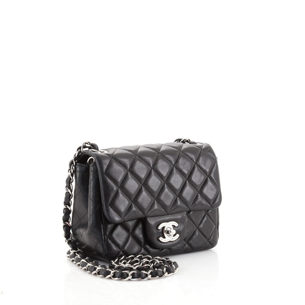 Square Classic Single Flap Bag Quilted Lambskin Mini