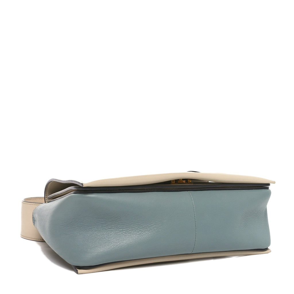 Shiny Smooth Calfskin Medium Frame Shoulder Bag Grege Storm