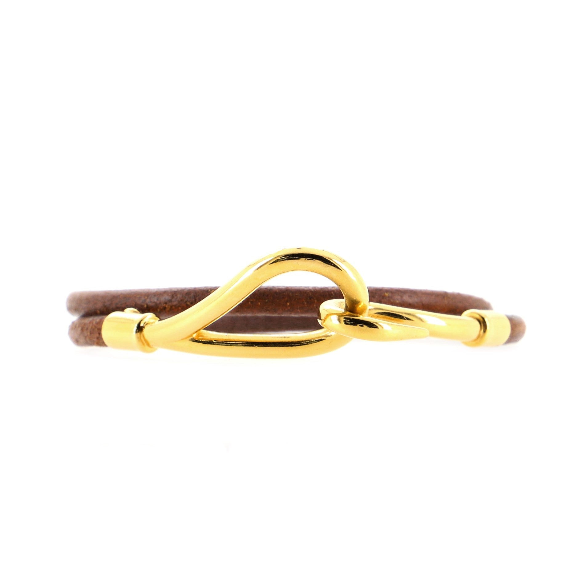 Jumbo Hook Double Tour Bracelet Leather and Metal