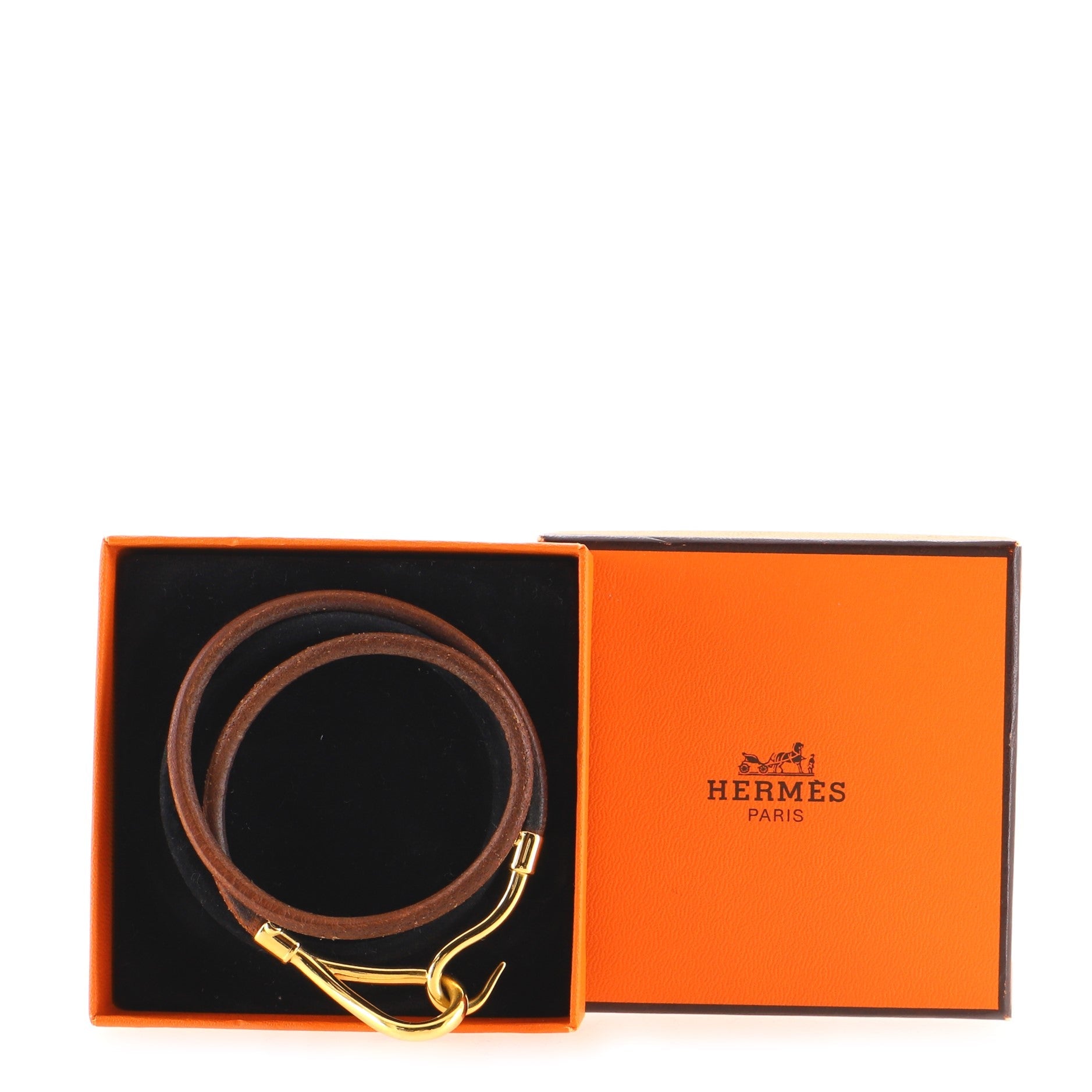 Jumbo Hook Double Tour Bracelet Leather and Metal