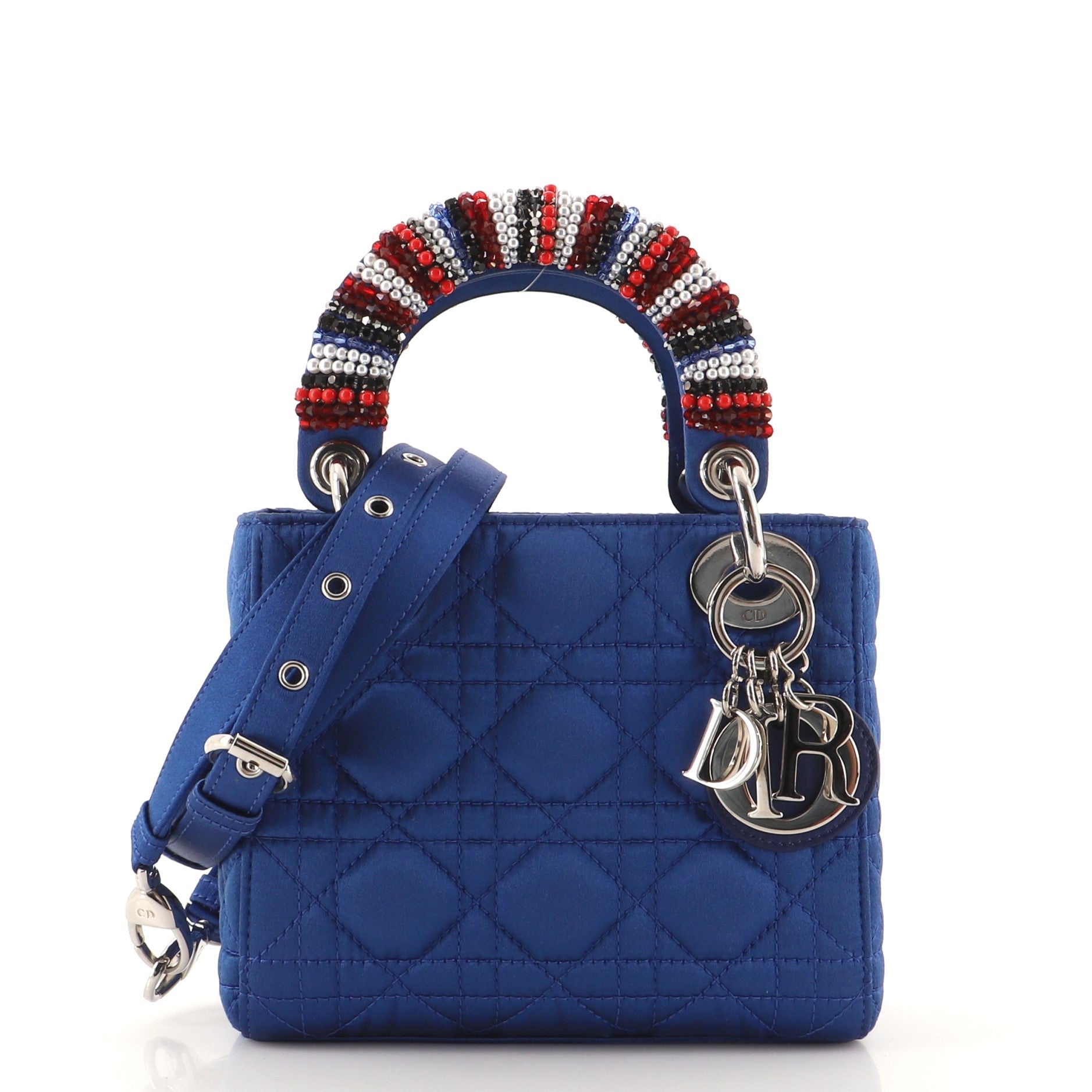 Lady Dior Bag Beaded Cannage Quilt Satin Mini