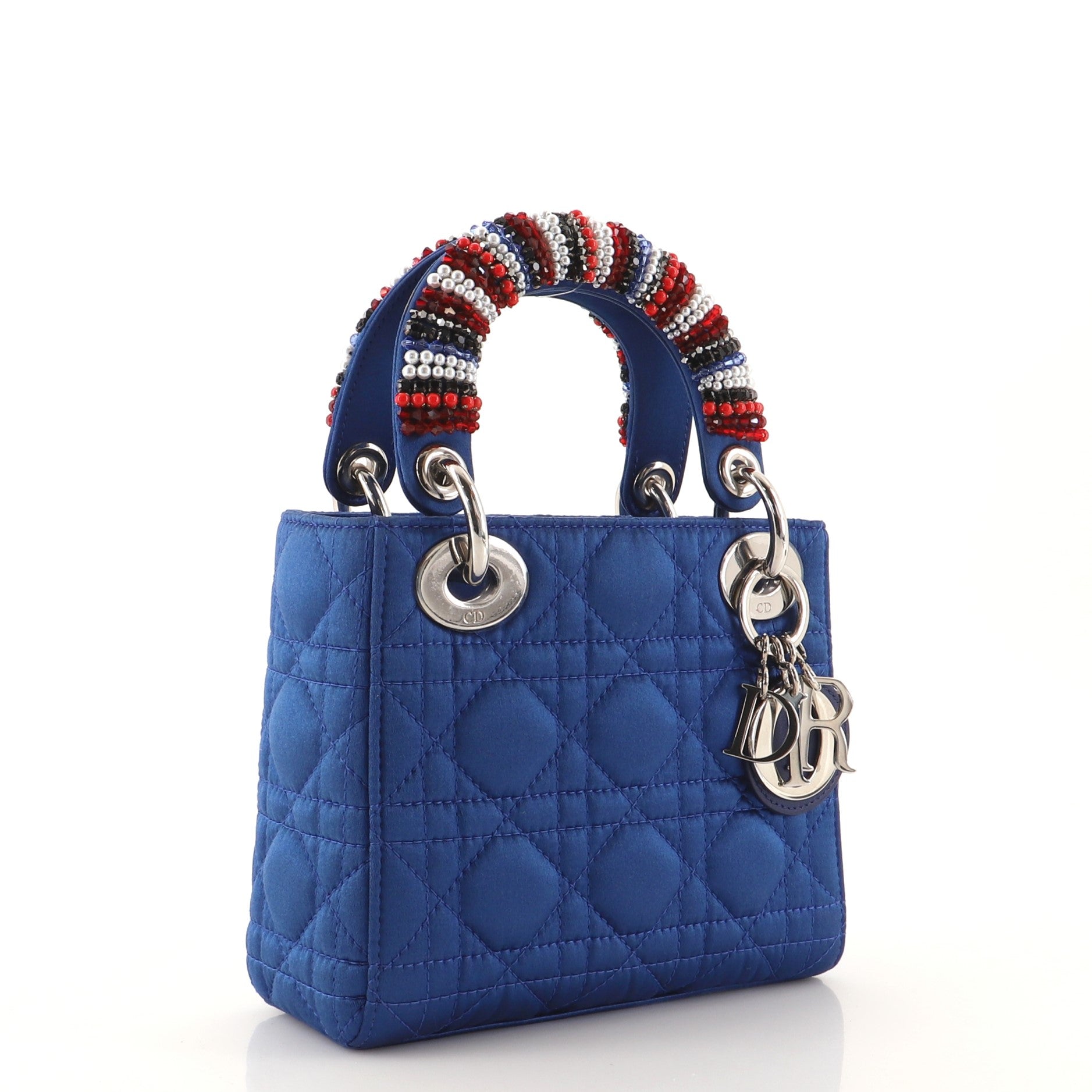 Lady Dior Bag Beaded Cannage Quilt Satin Mini