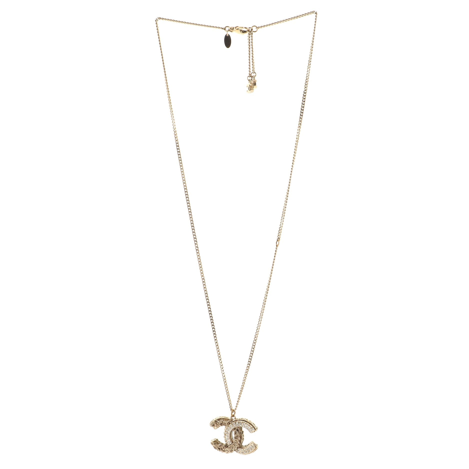 Tangle Chain CC Pendant Necklace Metal with Crystals