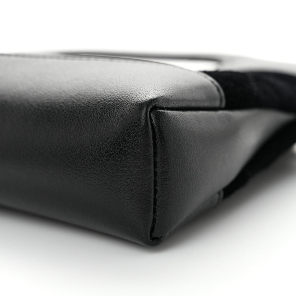 Suede Shiny Crumpled Calfskin Quilted Nano 31 Shopping Bag Black