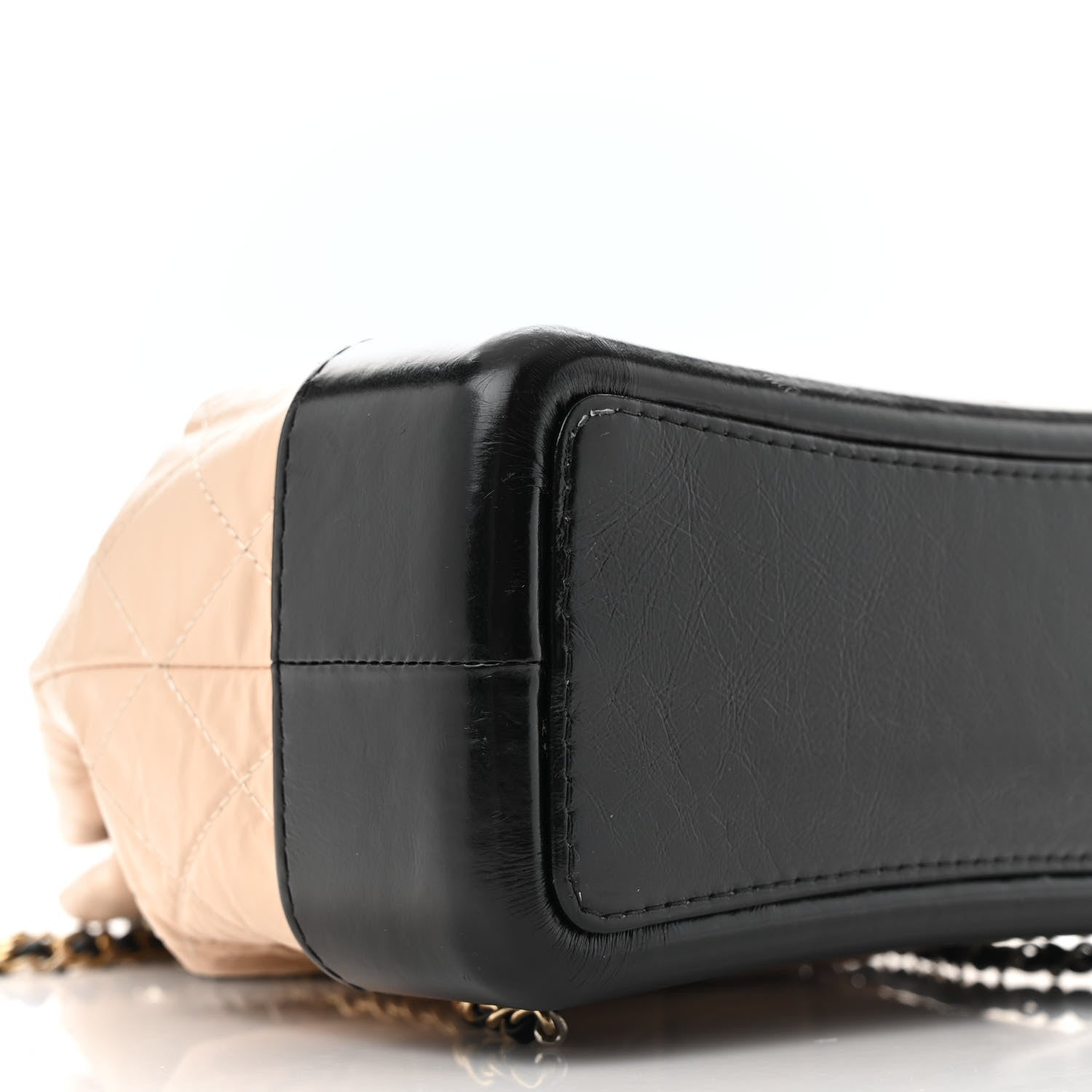 Aged Calfskin Quilted Small Gabrielle Backpack Beige Black