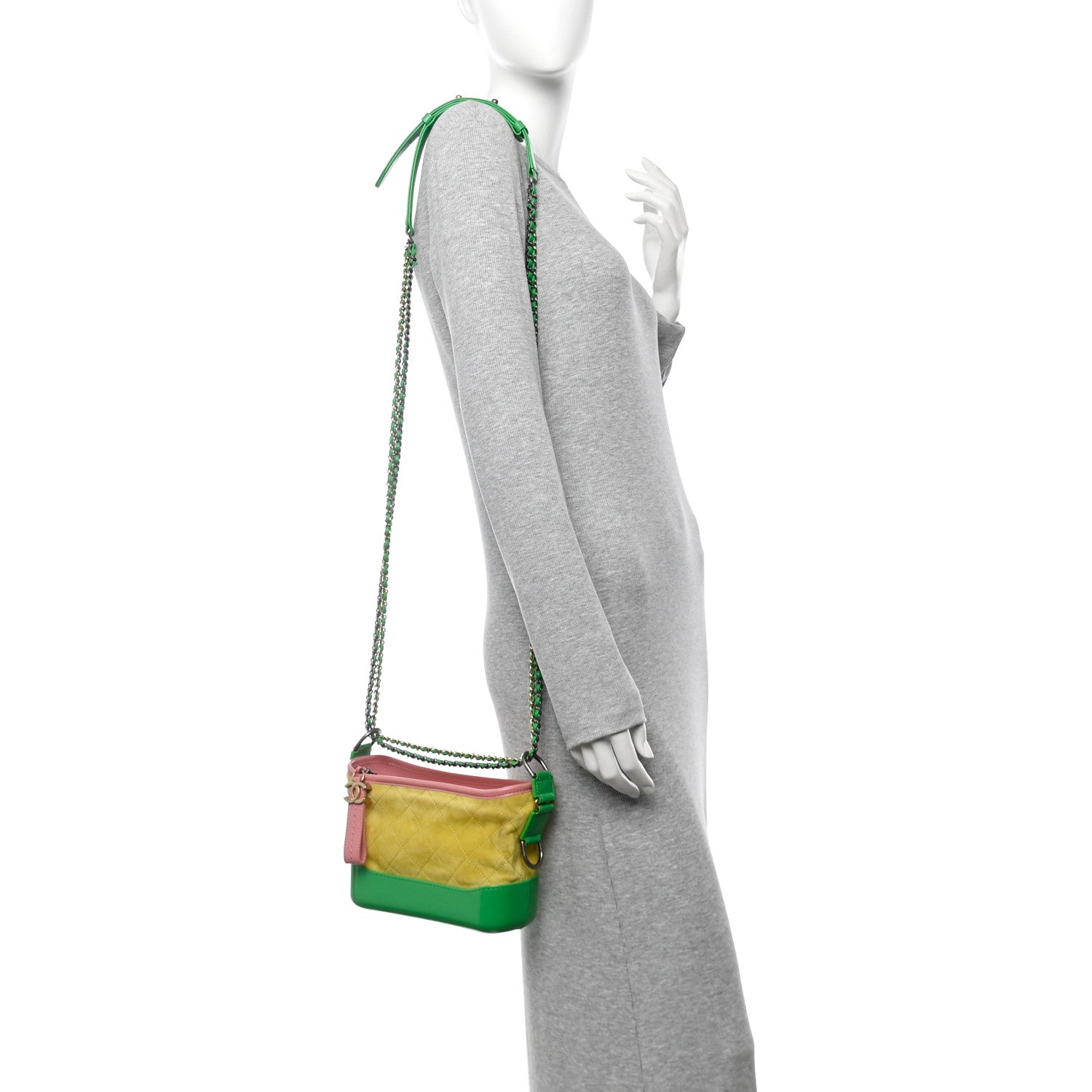 Suede Calfskin Quilted Small Gabrielle Hobo Pink Green Yellow
