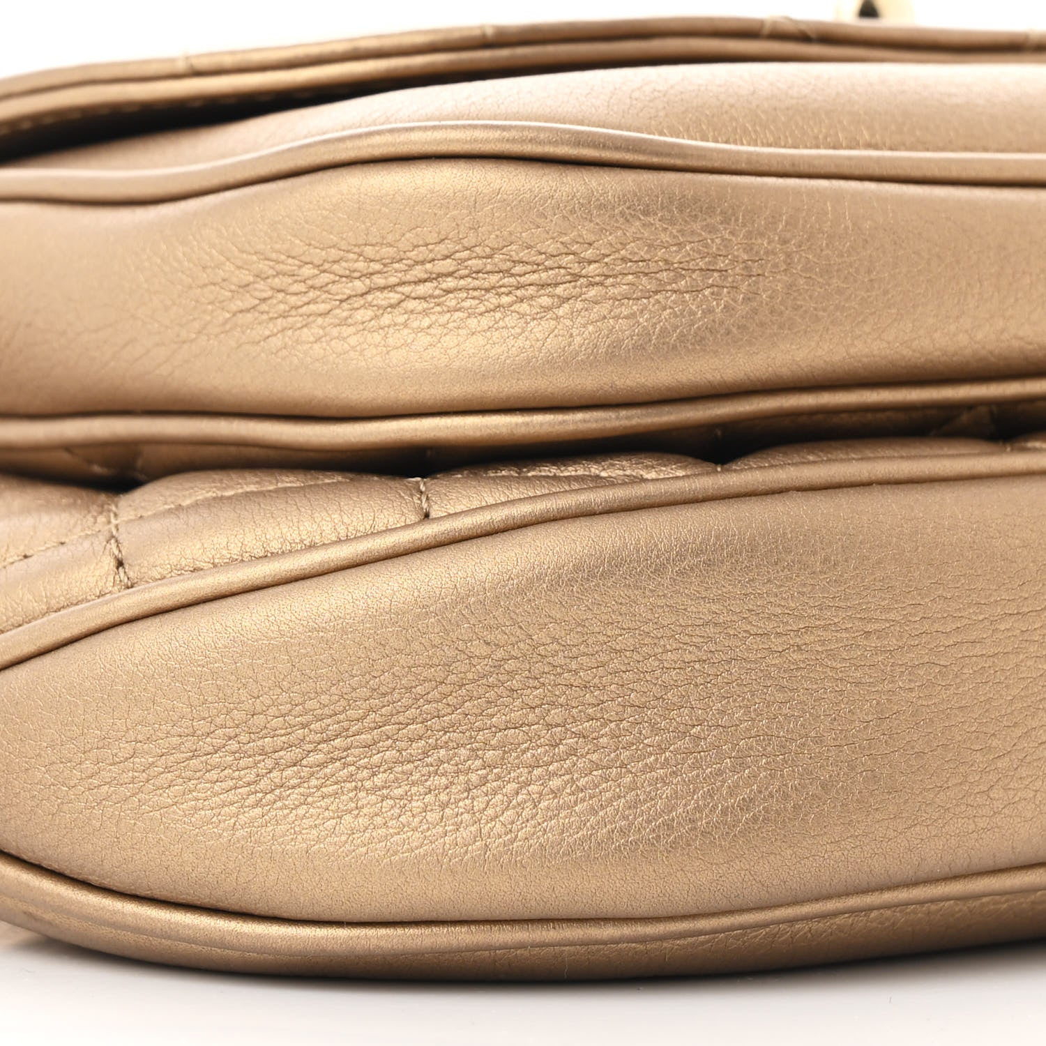 Metallic Calfskin Quilted Waist Bag Gold