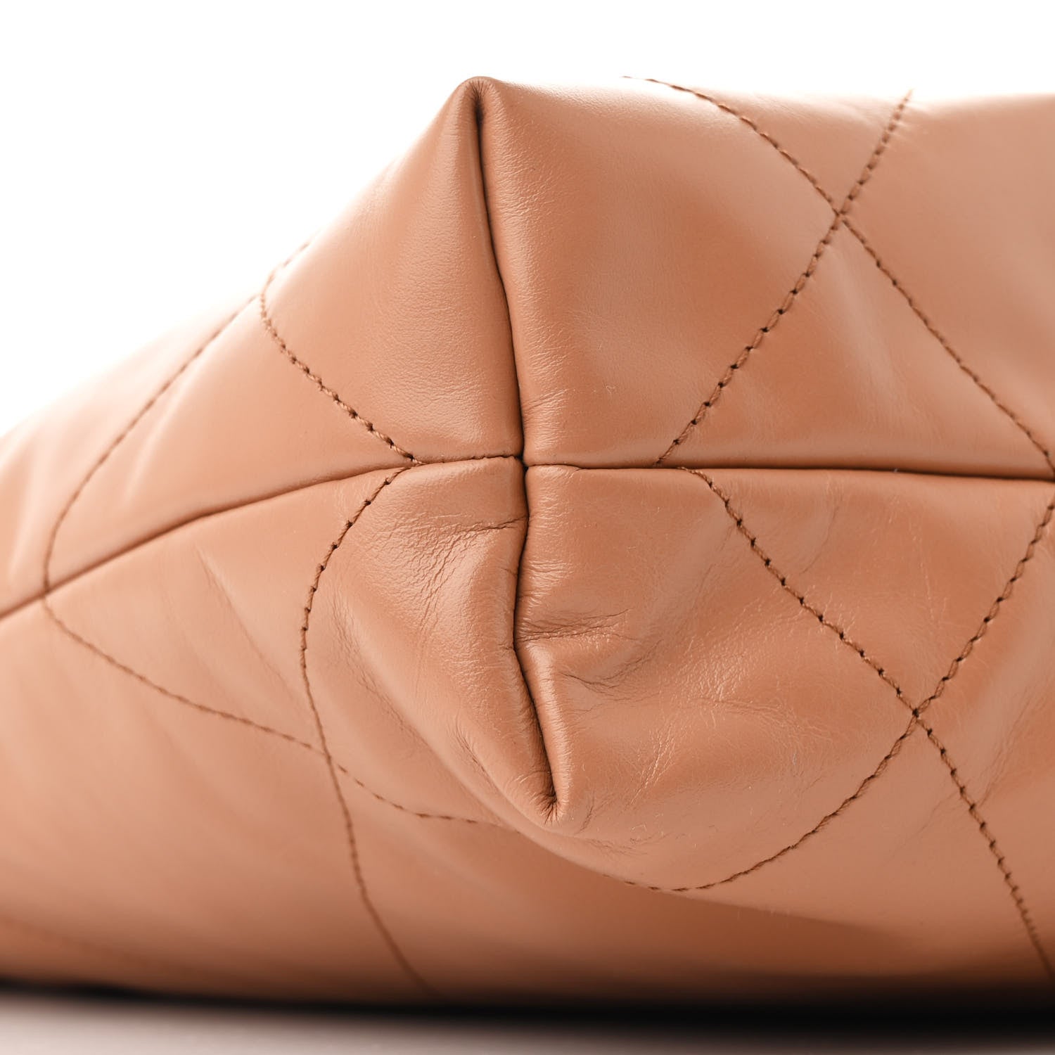 Shiny Calfskin Quilted Small Chanel 22 Beige