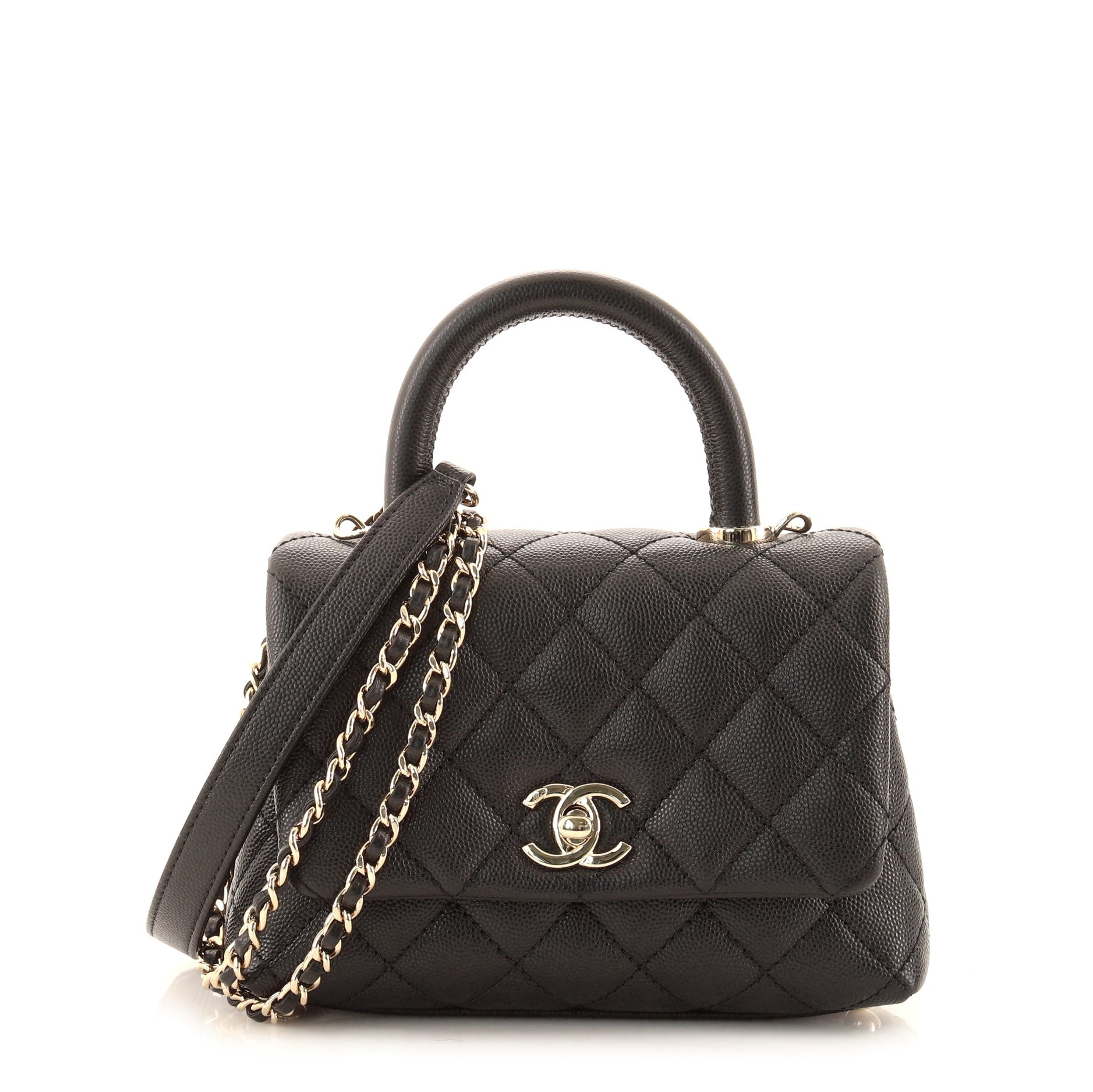 Coco Top Handle Bag Quilted Caviar Extra Mini