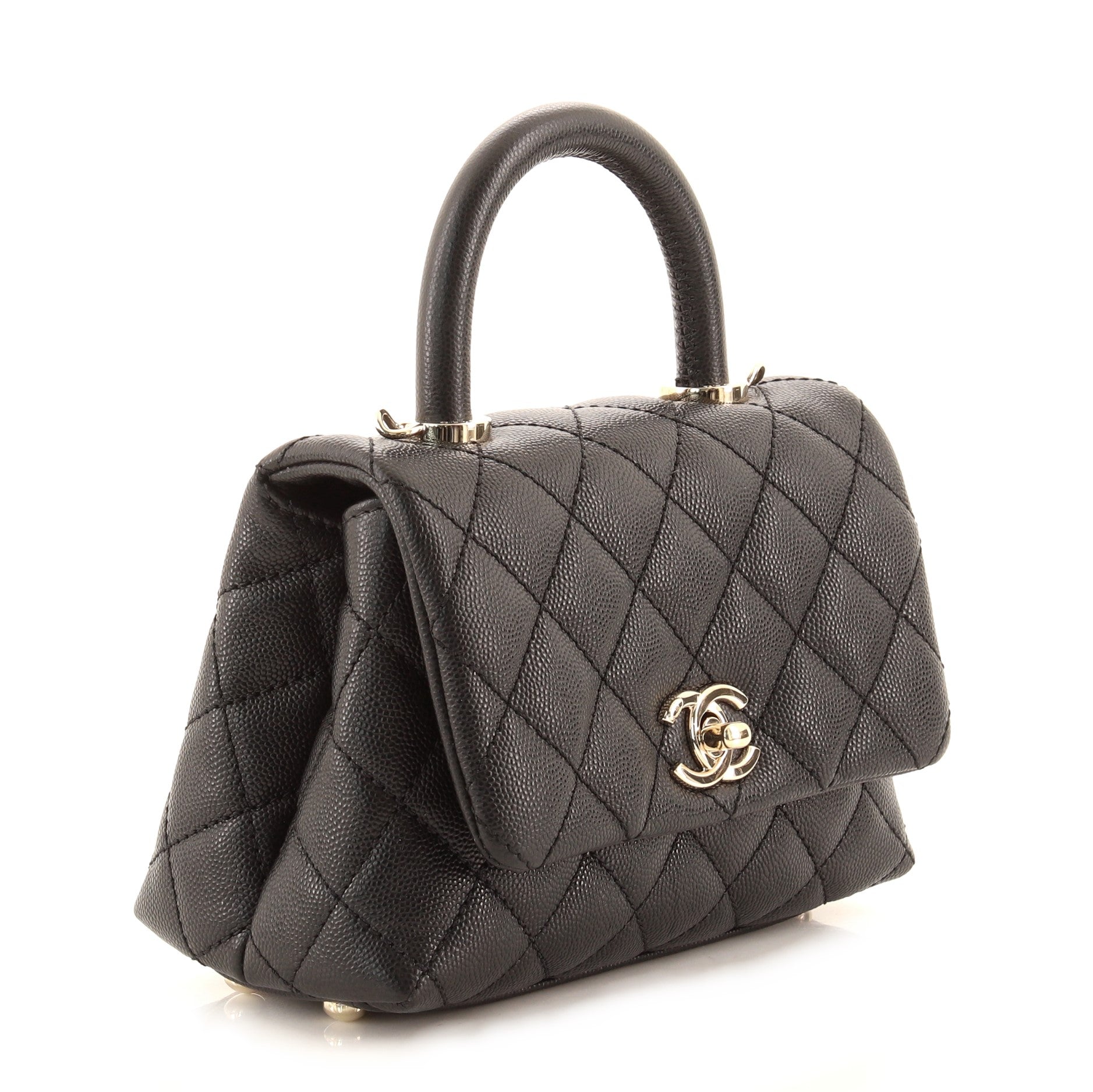 Coco Top Handle Bag Quilted Caviar Extra Mini