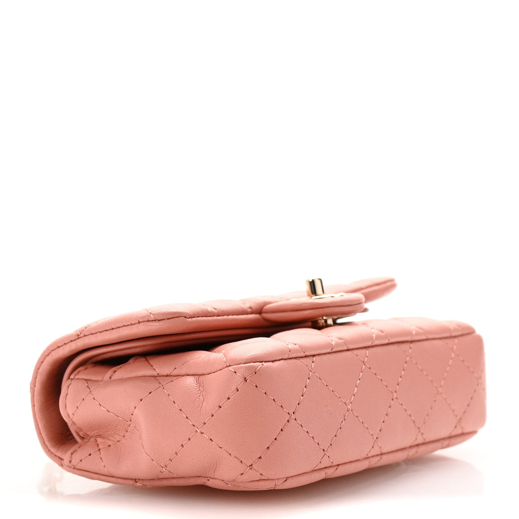 Lambskin Quilted Mini Double Flap With Hook Coral