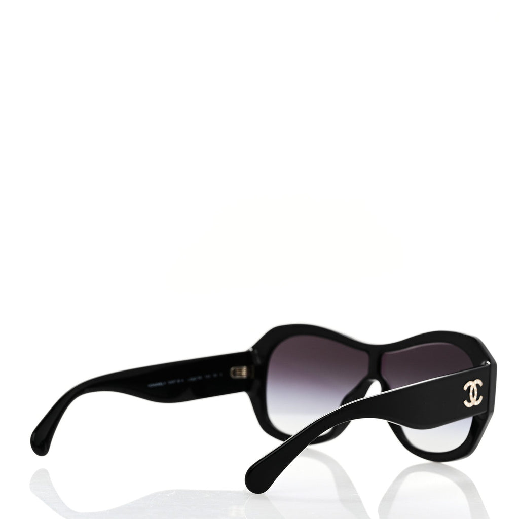 Acetate Crystal CC Shield Sunglasses 5497-B-A Black